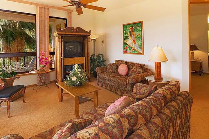 Sitting area in an apartment at the Aston Shores hotel