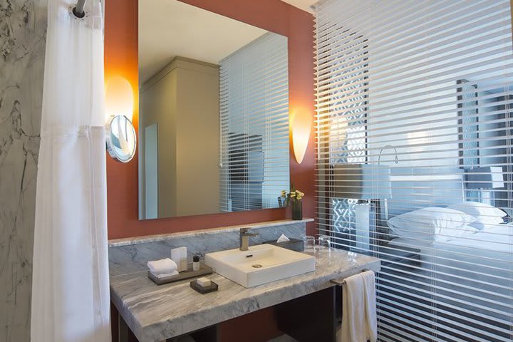 Private bathroom with shower in a standard room