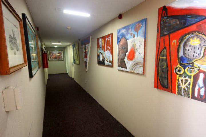 The hallways of the MarOlinda Cult Hotel display works by renowned artists