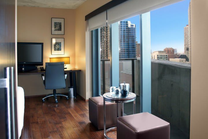 Guest room with exterior view at dana hotel and spa in Chicago