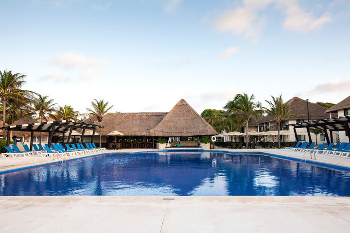 The hotel has a pool