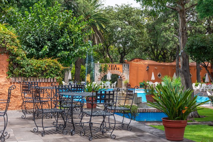 Tables by the pool