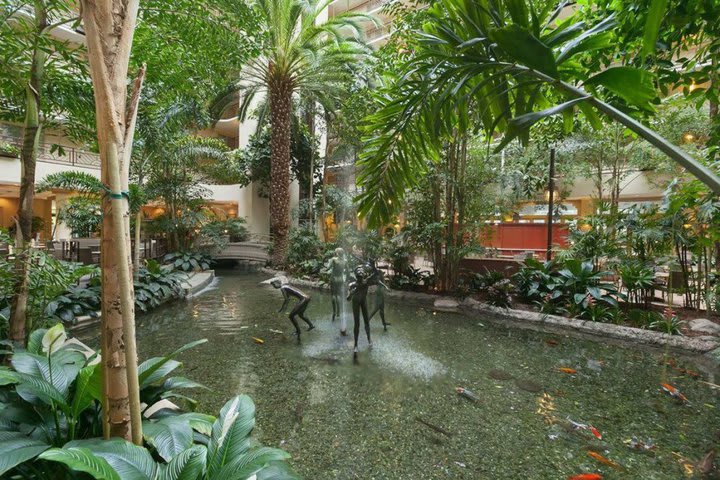 Patio del hotel Embassy Suites cerca del aeropuerto de San Francisco