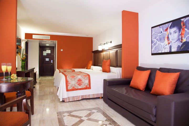 Guest rooms are decorated in Mexican style