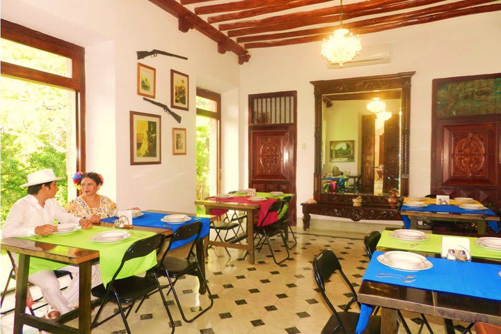 The restaurant at Hacienda Tepich Casa Vargas specializes in rabbit meat