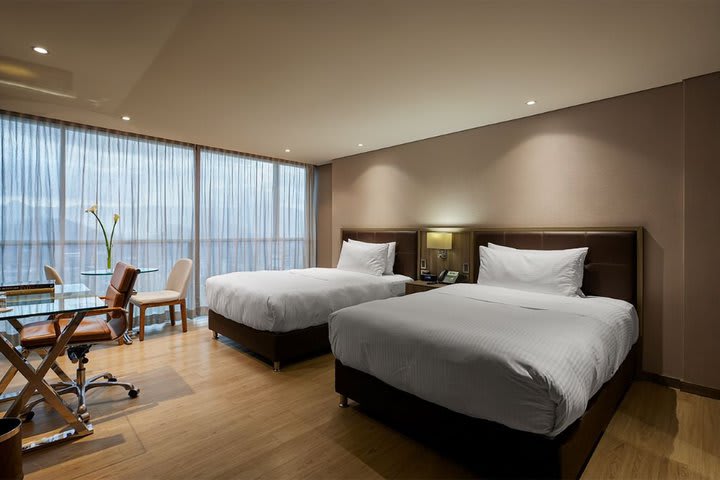 Single beds in a superior guest room