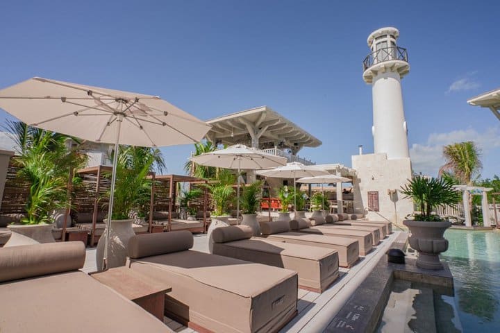 Sun loungers by the pool