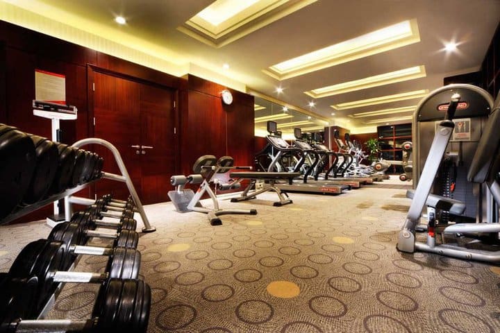 Work out in the fitness center at the Crowne Plaza Zhongguancun in Beijing