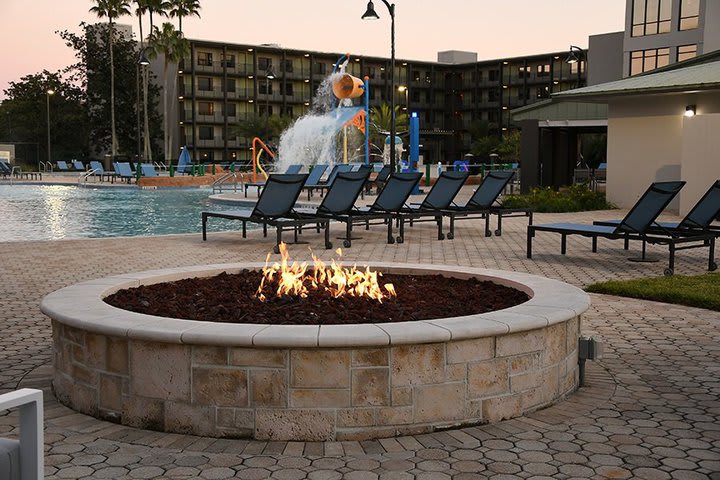 Bonfire in the pool area