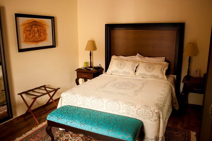 One of the guest rooms at Hotel Morales in the historic center of Guadalajara