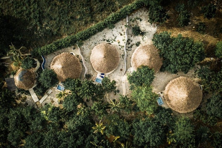 Vista aérea de las cabañas