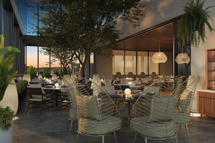 Terrace of the Zibu restaurant (computer-generated image)