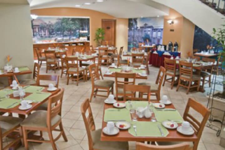 Breakfast lounge at the Sleep Inn Hotel Paseo Las Damas in San Jose, Costa Rica