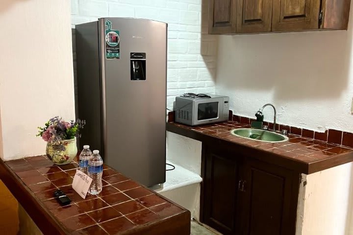 Kitchenette in a deluxe room