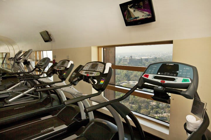 The fitness center overlooks Chapultepec Forest