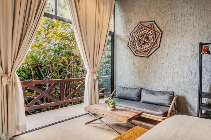 Sitting area of a villa overlooking the garden