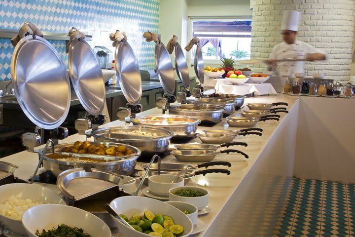 The restaurant offers buffet service