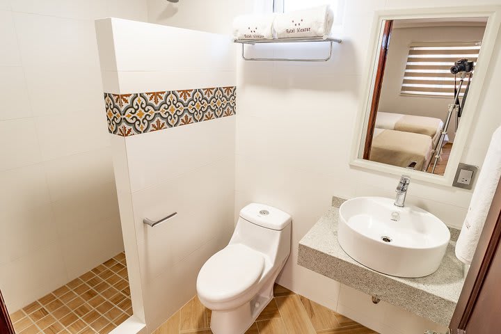 Guest bathrooms are fitted with shower