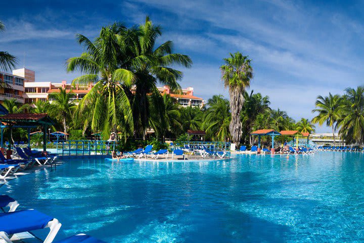 The main pool has a shallow area for children