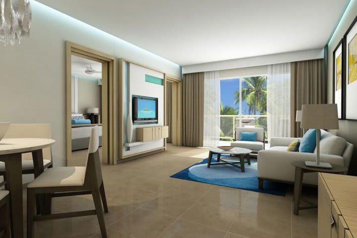 Sitting area in a suite with ocean view