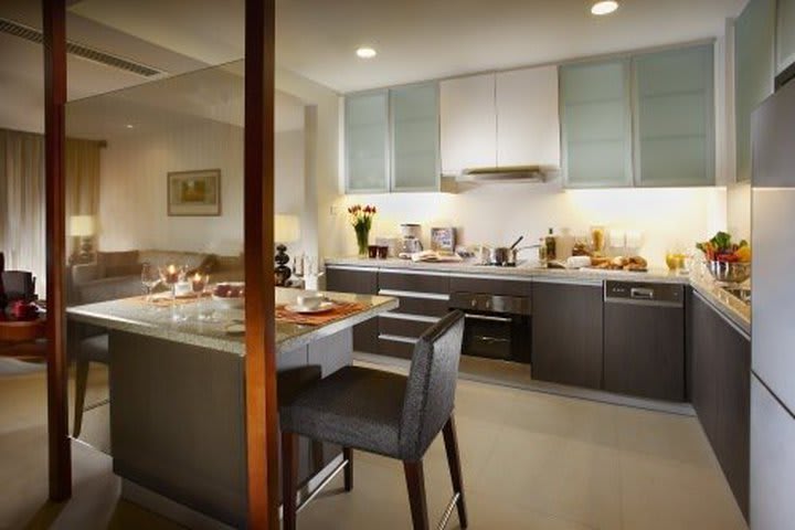 Accommodations at Oakwood Residence Shanghai offer a kitchen