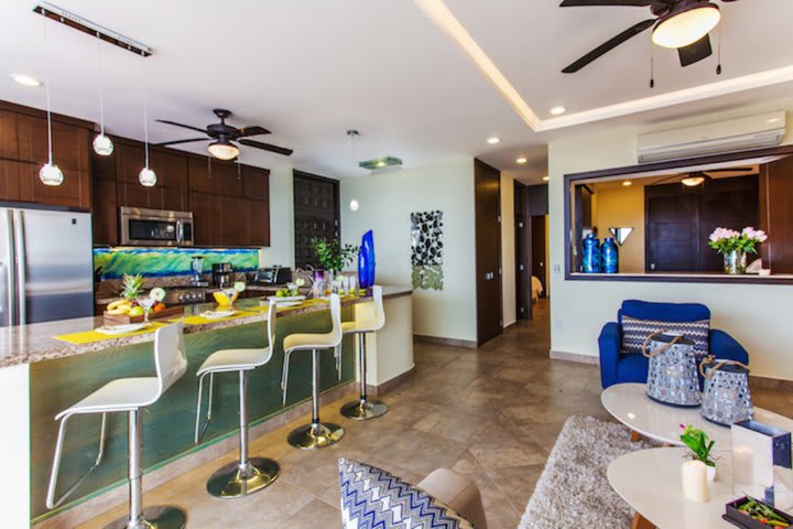 Sitting area in a 1-bedroom suite with a pool