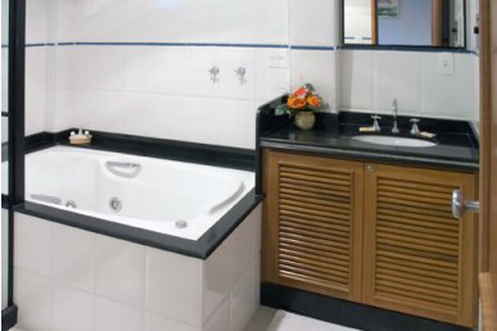 Guest bathroom in the suite at the Arcos Rio Palace hotel in Rio de Janeiro
