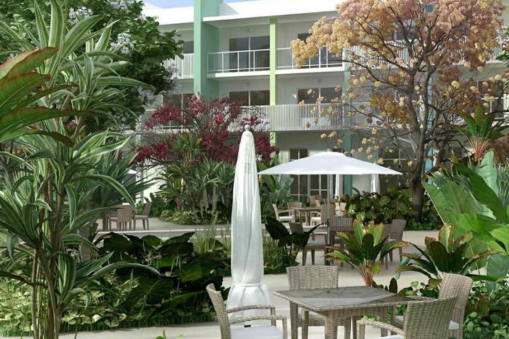 Terrace with tables and chairs