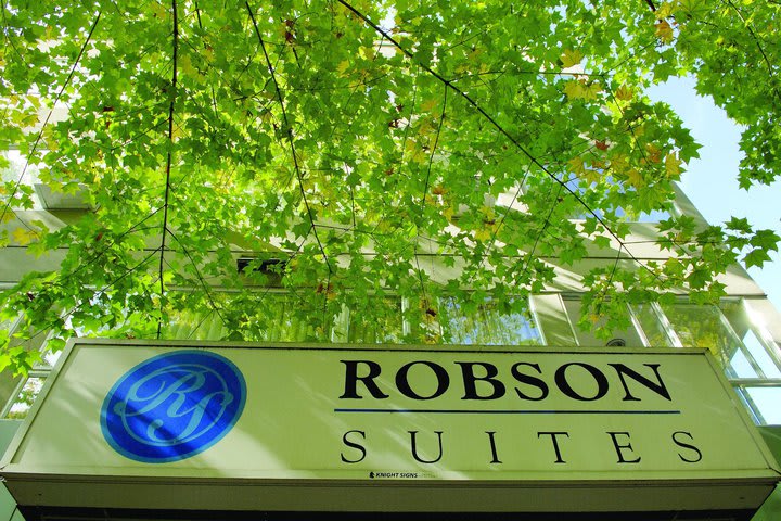 Entrance to the Robson Suites hotel in Vancouver