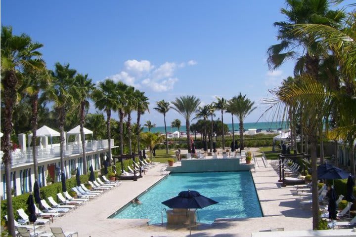 Heated outdoor pool at the Surfcomber Hotel, in Miami Beach