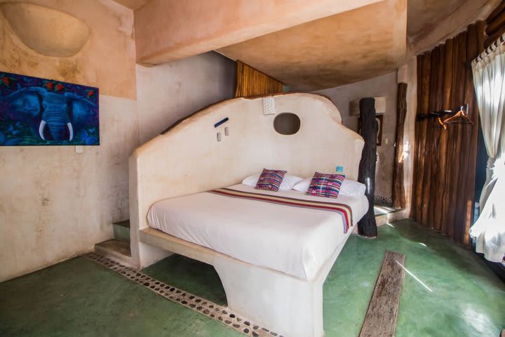 A bed in a family guest room