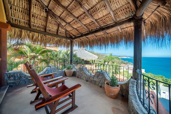 The hotel overlooks the ocean