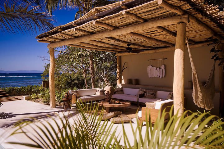 Sitting area next to the pool