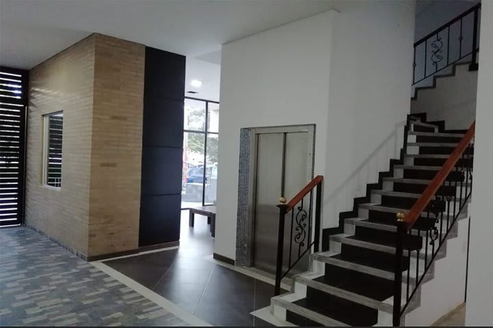 Elevator and interior view of the hotel