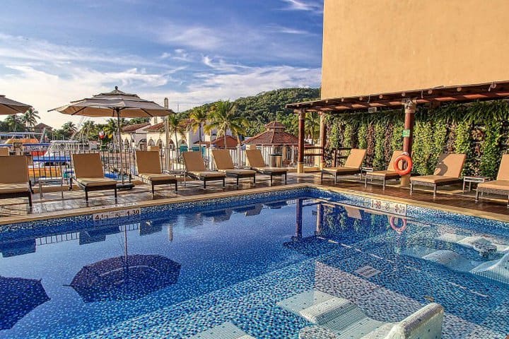 Sun loungers by the pool