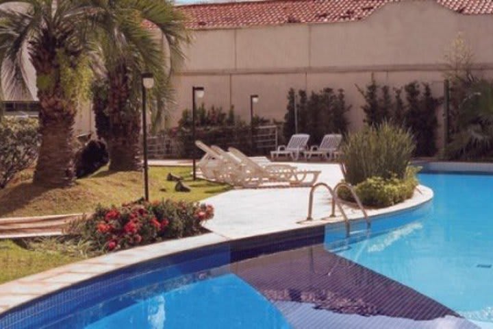 Outdoor pool at the InterCity Premium Ibirapuera hotel in downtown Sao Paulo