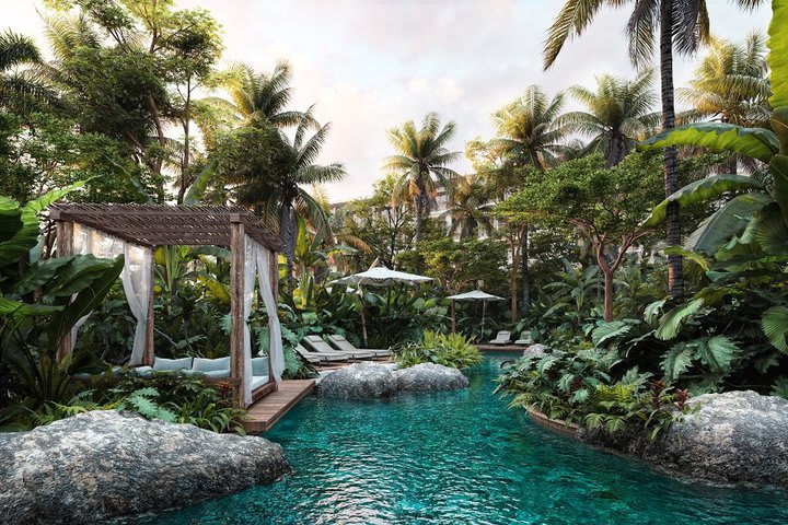 Pool surrounded by vegetation (computer-generated image)