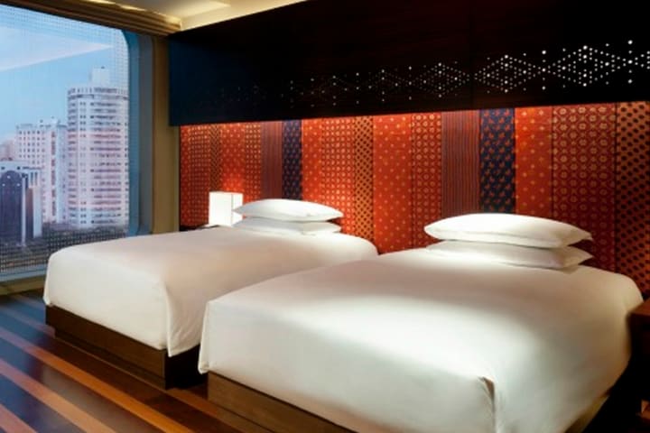 Guest room at the Andaz Shanghai hotel