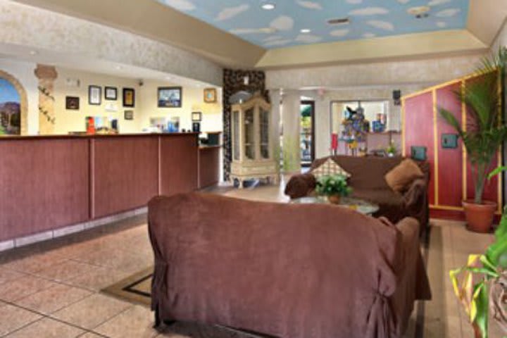 Front desk of the Howard Johnson Enchanted Land hotel in Kissimmee