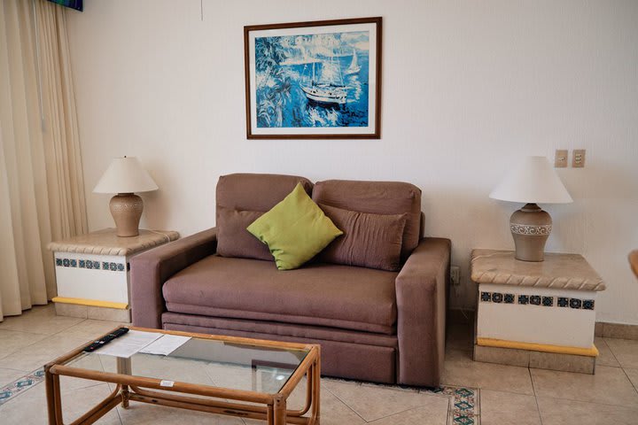 Sitting area of an oceanfront accommodation with 1 bedroom