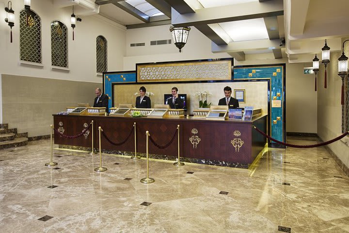 Front desk at Crowne Plaza, hotel in Istanbul