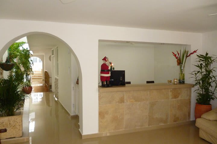 Front desk of Hotel Casa Mary in Cartagena