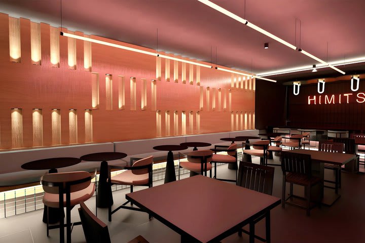 Interior de un restaurante (imagen generada por computadora)