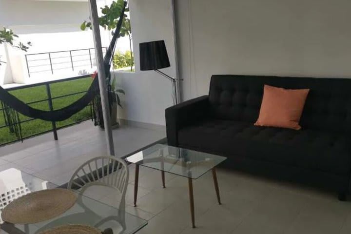 Sitting area and balcony of an apartment