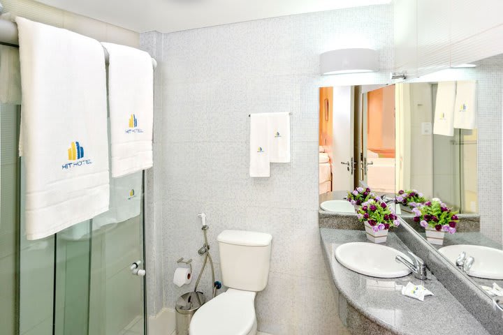 Private bathroom with shower and amenities