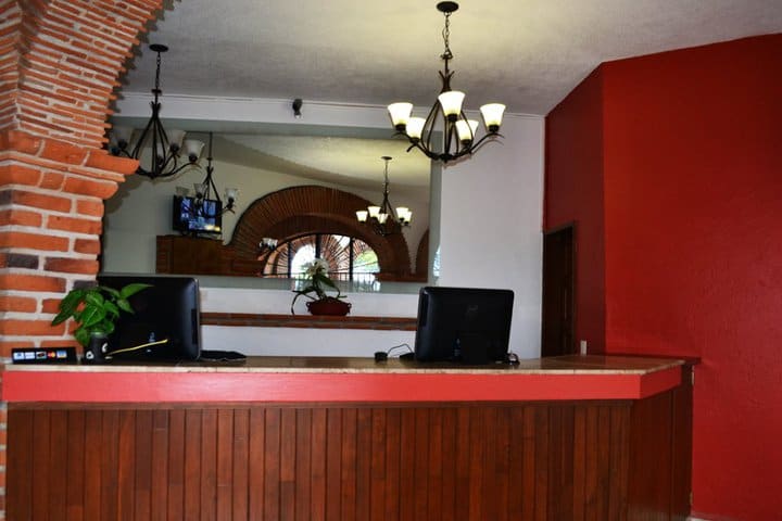 Front desk at the Rinconada de Cortes hotel in Cuernavaca