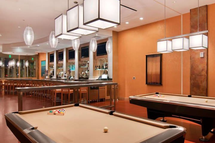 The sports bar offers billiards