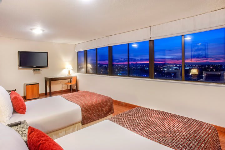 Guest room overlooking the cty