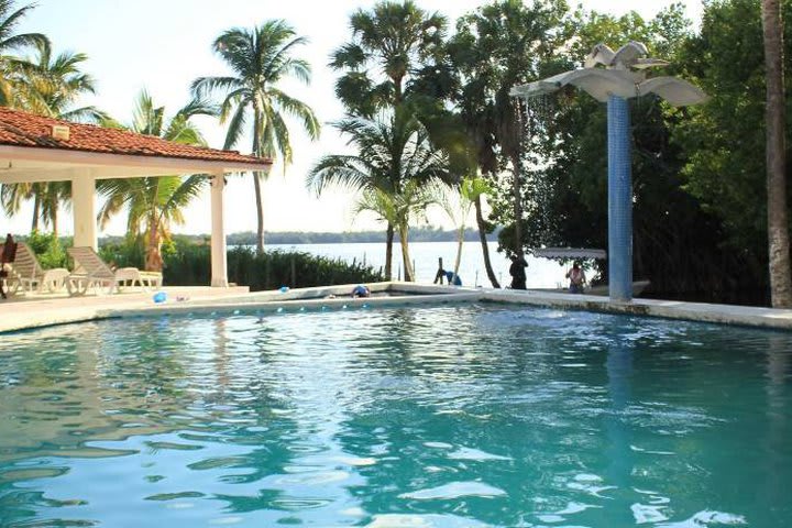 Manialtepec Lagoon can be seen from the pool