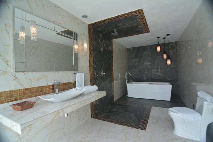 Bathroom of a golden suite